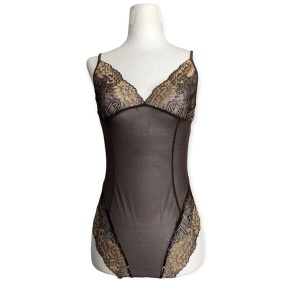 Vintage 90s y2k Escante Sheer Lace Bodysuit - Picture 1 of 3